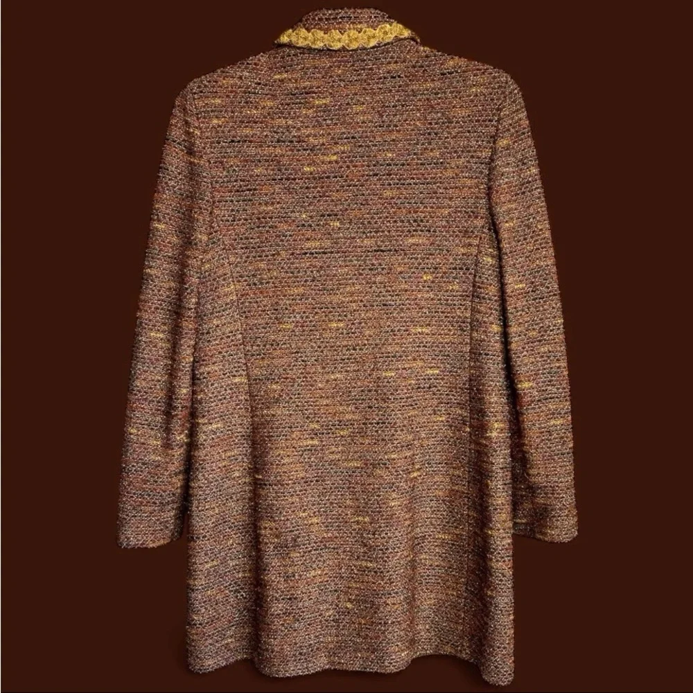 St John Couture Knit Suit Sz 14/16 Jacket Blazer Shimmer Gold Trim Luxury READ - Picture 3 of 16